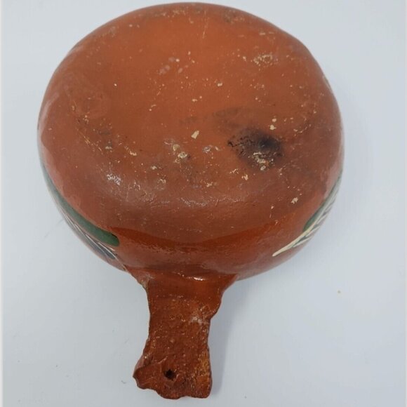 Vintage Terracotta Slipware Handled Bowl Mexico Tlaquepaque Redware Bandera - Picture 5 of 8